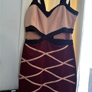 Papaya Strapless Dress in Black, Cream, and Burgundy